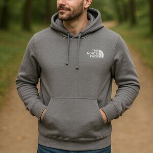 The North Face Box Logo Hoodie Distressed Faded Gray Men's M